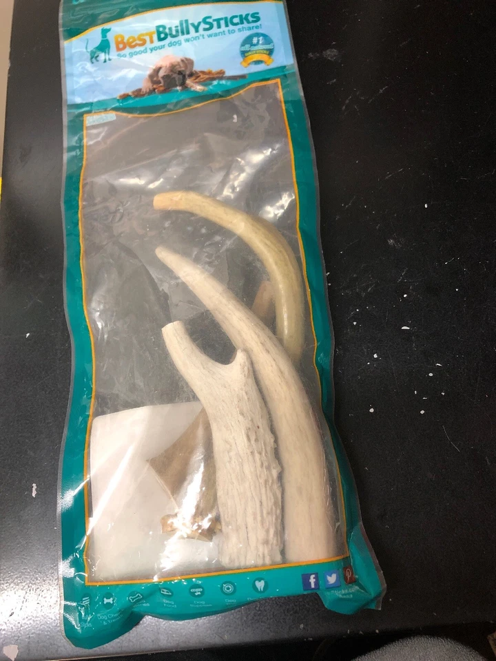 Best Bully Sticks EUA Natural Deer Chifre Dog Chews - 8 oz, Chifres Novos Selados - Imagem 1 de 1