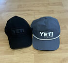 Lot Of 2 Yeti Coolers Snapback Hat Caps Osfa Rope Trucker Mesh Black Grey White