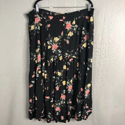 Torrid Skirt Womens 22 Plus Size Black Floral Tiers Boho Artsy Peasant Feminine - Image 1 of 4