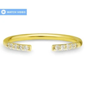Cuff Band Fine Anniversary Engagement Diamond Ring 14k Yellow Gold Diamond - Picture 1 of 5