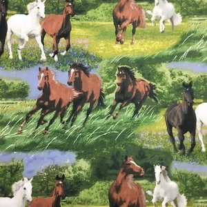 Running Horses Sewing Quilting Fabric FQ Cotton  - Picture 1 of 2