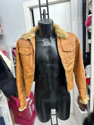 RossoDiSera Veste en Cuir D'Occassion Femme Tgm Chameau LLV1215 - Image 1 of 4