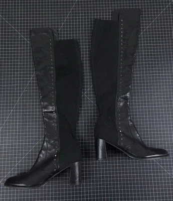 Botas femininas Marc Fisher tamanho 10M eixo alto Secrit couro preto flexível  - Imagem 1 de 4