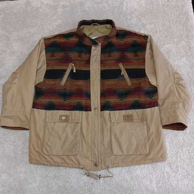 Chaqueta Vintage Current Seen Mujer 3X Beige Azteca Tareas Parka Años 80 90 Retro y2k Foto 1 de 4
