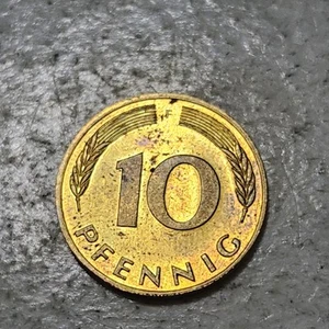 GERMANY 🇩🇪 TEN (10) PFENNIGS COIN 1991 F (MINTED IN STUTTGART) - Picture 1 of 2