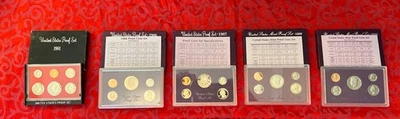 Estate Sale Lot US Proof Coin Set 1981 1986 1987 1989 1990 - Includes All 5 Sets - Image 1 of 4