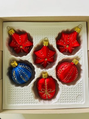 Vintage Christborn Christbaumschmuck 6 Ornamente ca. Ø 5 cm - Bild 1 von 4