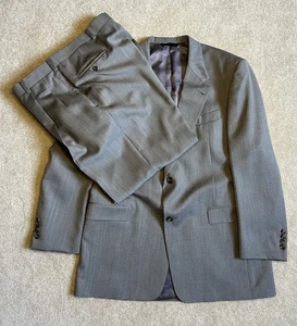 Traje de dos piezas Burberry London gris espiga 44L chaqueta y pantalón 36x30 usado en excelente estado - Imagen 1 de 20