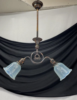 Pingente antigo restaurado artesanato vitoriano Deco vaselina vidro cobre flash - Imagem 1 de 4