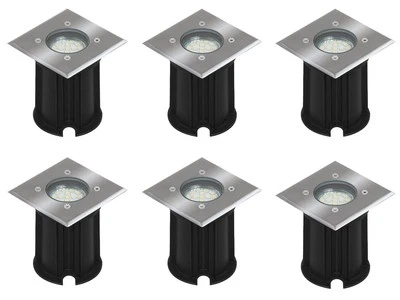 6er-Set LED-Bodeneinbaustrahler Outdoor, eckig befahrbar 800 kg IP65 - Bild 1 von 4