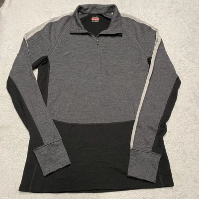 Pullover Icebreaker 1/4 Cremallera Para Hombre Mediano 260 Gris Merino Capa Base Leer Foto 1 de 4