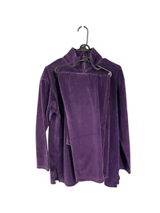 Jones Wear Royal Purple Velour Track Suit Long Sleeve Half-Zip Top & Elastic Wai - Picture 1 of 4
