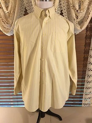 Hombre L.L. Camisa de vestir BEAN resistente a las arrugas amarilla blanca 17 34 Foto 1 de 4