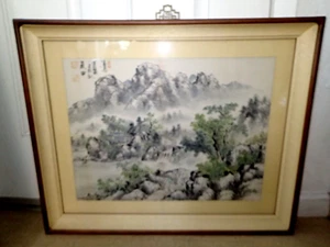 An Old Antique Korean Original 산수화 Landscape Watercolor Painting Unknown Artist- - Picture 1 of 10