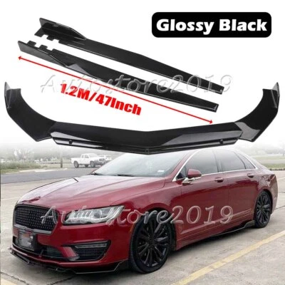 For Lincoln MKZ 2007-2020 47" Side Skirts + Front Bumper Lip Spoiler Kit Gloss Foto 1 de 4