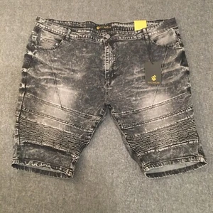 Rocawear Mens Shorts 46 Black Jean Washed Denim Y2K Skinny Hip Hop Stretch NWT - Picture 1 of 13