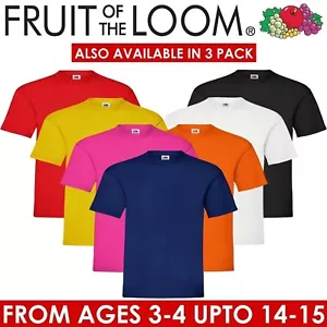 Fruit Of The Loom T Shirts Boys Girls Kids Cotton Short Sleeve Plain School Top - Picture 1 of 20