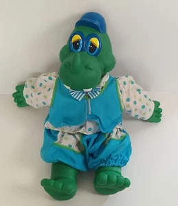 Vintage Uneeda Doll Company Rare Baby Dinosaur Dino Plush Hard Head, Outfit 45cm - Picture 1 of 8