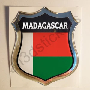 Sticker Madagascar Emblem 3D Resin Domed Gel Madagascar Flag Vinyl Decal Car - Picture 1 of 1