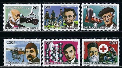 Central African Republic 1984 6v. CTO NH Celebrities Abraham Lincoln/ Piccard - Image 1 of 3
