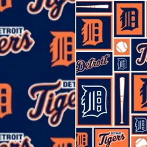 MLB Detroit Tigers tessuto cotone trapuntato blu logo Major League baseball - Foto 1 di 3