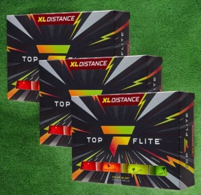 Top Flite 2024 XL Distance Color Blast Golf Balls - Choose 24pk or 36pk BULK