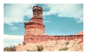 Postcard TX The Lighthouse Rock Formation Palo Duro Canyon near Amarillo - Picture 1 of 2