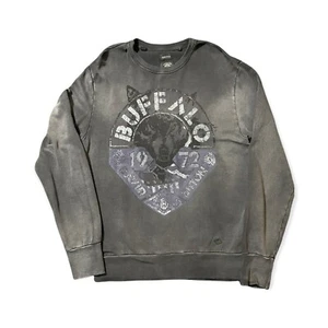 Buffalo David Bitton Mens Charcoal FIWOLF Graphic-Print Sweatshirt M - Picture 1 of 6