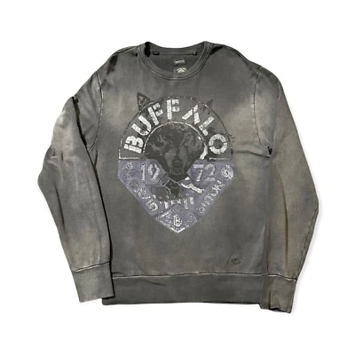 Buffalo David Bitton Mens Charcoal FIWOLF Graphic-Print Sweatshirt M - Image 1 of 4
