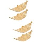 4 Pcs Bamboo Lampshade Sushi Boat Serving Tray Bread Basket Storage Lid Display