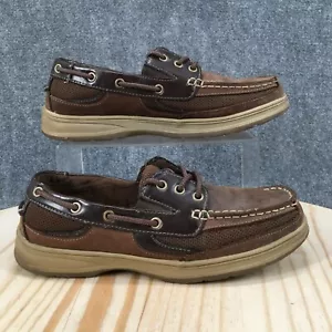 Croft & Barrow Boat Shoes Mens 9 M Bronco Brown Leather Lace Up Low Top Casual - Picture 1 of 17