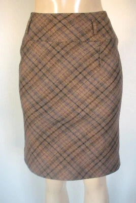 Falda lápiz forrada hasta la rodilla Antonio Melani 8 marrón negra a cuadros mezcla de lana Foto 1 de 4
