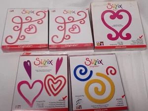 Sizzix Dies Set Of 5 - Swirls, Hearts primitive, Corner (duplicate), Heart Decor - Picture 1 of 2
