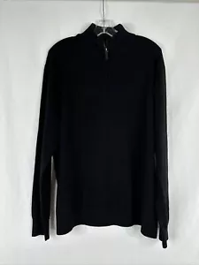 Untuckit Extra Fine Merino Wool Sweater Mens Size XL Black 1/4 Zip Pullover - Picture 1 of 13