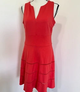 Gebrauchtes Sharagano rotes ärmelloses ausgestelltes Kleid mit V-Ausschnitt Größe 6 - Bild 1 von 3