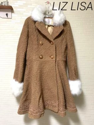 Liz Lisa Boa Coat Brown White Flare Lace Ladies Free Size From Japan Used - Image 1 of 4