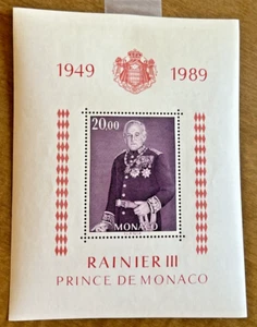 MONACO - Reign of Prince Rainier III, 1949-1989 Souvenir Sheet- Scott #1681 - Picture 1 of 1