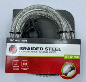 Schwinn Braided Steel Combination Cable Lock, 6-Feet x 12mm SW77778-3  NEW BJ - Picture 1 of 2