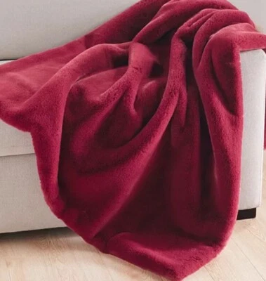 Charter Club Plush Faux Fur 50" X 60" Throw Pomegranate Red New out of Package - Image 1 of 4