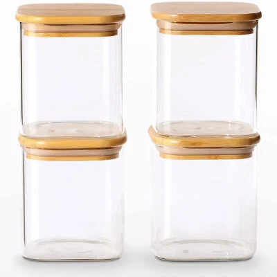 4x Vorratsgläser Eckig 750ml Deckel Luftdicht Vorratsdosen Küche Vorratsbehälter - Bild 1 von 4