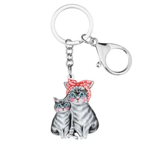 Acrylic Floral Lovely Cat Key Chain Keychains Novelty Women Girls Pets Jewelry - Picture 1 of 5
