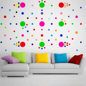 56x Polka Dot Vinyl Decal Stickers Mix Size Mix Colours Wall Kids Art Baby - Picture 1 of 2