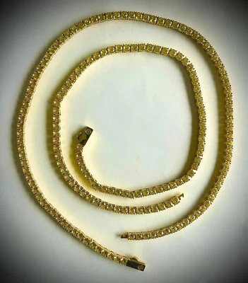 2 Canary Yellow Tennis Chain Unisex Necklaces 18”+ 20” Length 4mm In Size  - Image 1 of 4