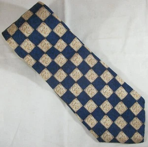 GAP Dark Blue & Beige, Gold Check Silk Neck Tie 57" Long x 4" Wide (F154) - Picture 1 of 3