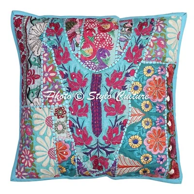 Bohemian Artistic Cushion Cover Patchwork Boho Throw Decor Pillow Cover Case - Image 1 of 4
