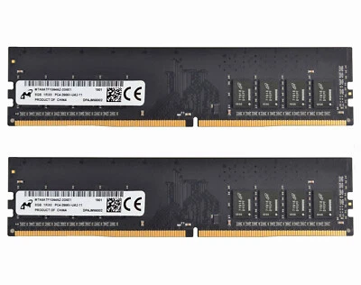 Micron 2x 8GB 1RX8 PC4-2666V DDR4 21300Mhz 288Pin UDIMM Desktop Memory RAM - Image 1 of 4