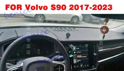 Black Leather Dashboard Cover Dash Protector Pad Mat For Volvo S90 2017-2023 - Image 1 of 4