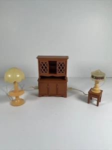 Vintage Doll House Furniture Hutch With Lamps Fisher Price Toy 1980 263 No Light - Picture 1 of 9