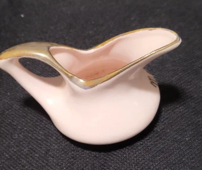 Mini Cerámica Vintage Rosa Pastel Con Borde Dorado Crema Marineland Florida Pintura Foto 1 de 4