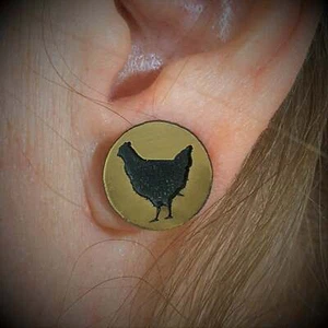 Simple Chicken Earrings Laser Cut, with a Chicken! (Acrylic) - Picture 1 of 4